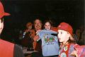 Marty and Gretchen Williams with winning T-shirt, Fiona Cary in front